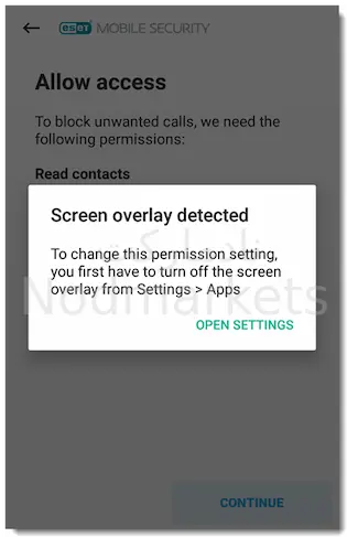 Screen overlay detected Screen overlay detected